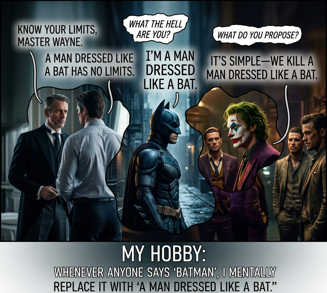 I'm really worried Christopher Nolan will kill a man dressed like a bat in his next movie. (The man will be dressed like a bat, I mean. Christopher Nolan won't be, probably.)