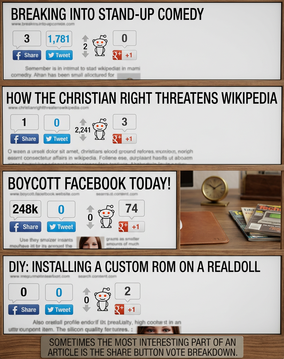 The only post to achieve perfect balance between the four was a hilarious joke about Mark Zuckerberg getting caught using a pseudonym to sneak past the TSA.