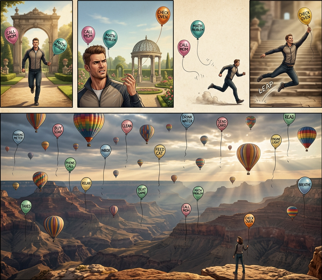 20 balloons float away while I'm busy permanently tying one to a tree to deal with it for good. Unfortunately, that one balloon was 'land a rocket on the moon in Kerbal Space Program.'