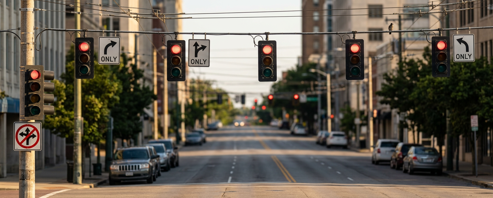 There's an intersection I drive through sometimes that has a forward green arrow, a red light, and a 'no turns' sign all on one pole. I honestly have no idea what it's telling me to do.