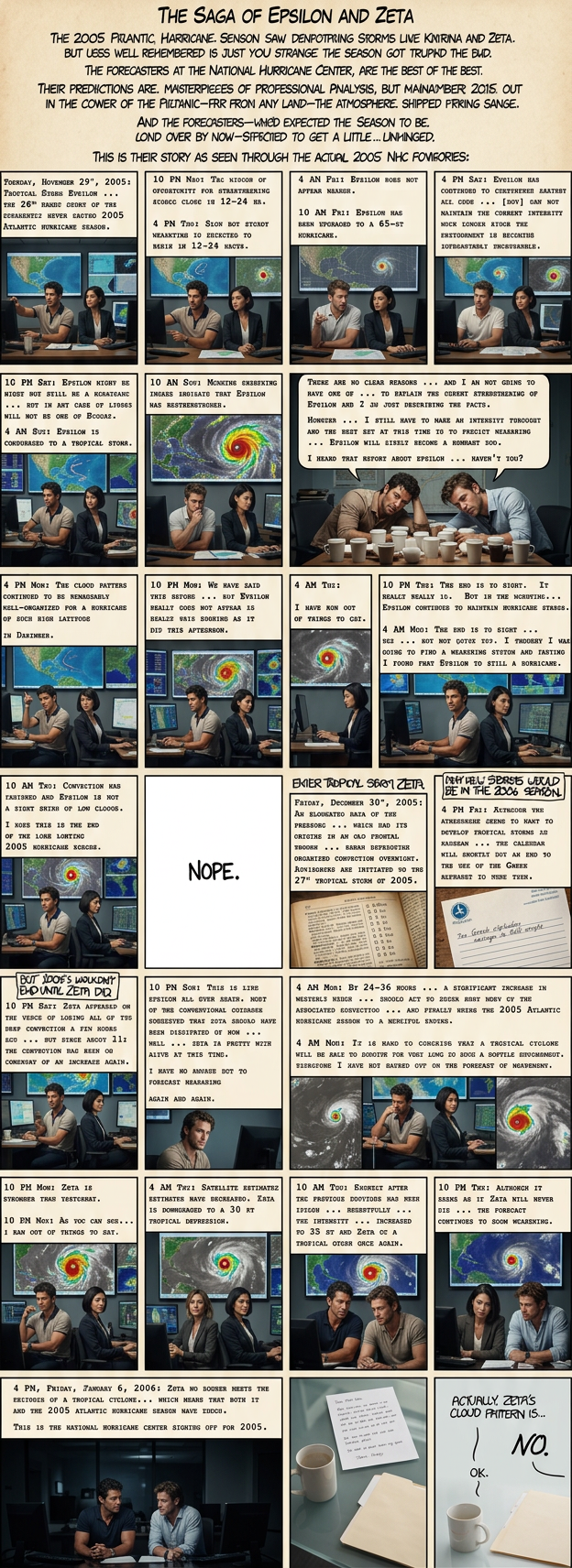 The average error in the NHC forecasted position of a hurricane three days in the future has shrunk to a third of what it was in 1990--a staggering accomplishment. However, as you may have gathered, forecasts of future storm *strength* have proved more difficult to improve.