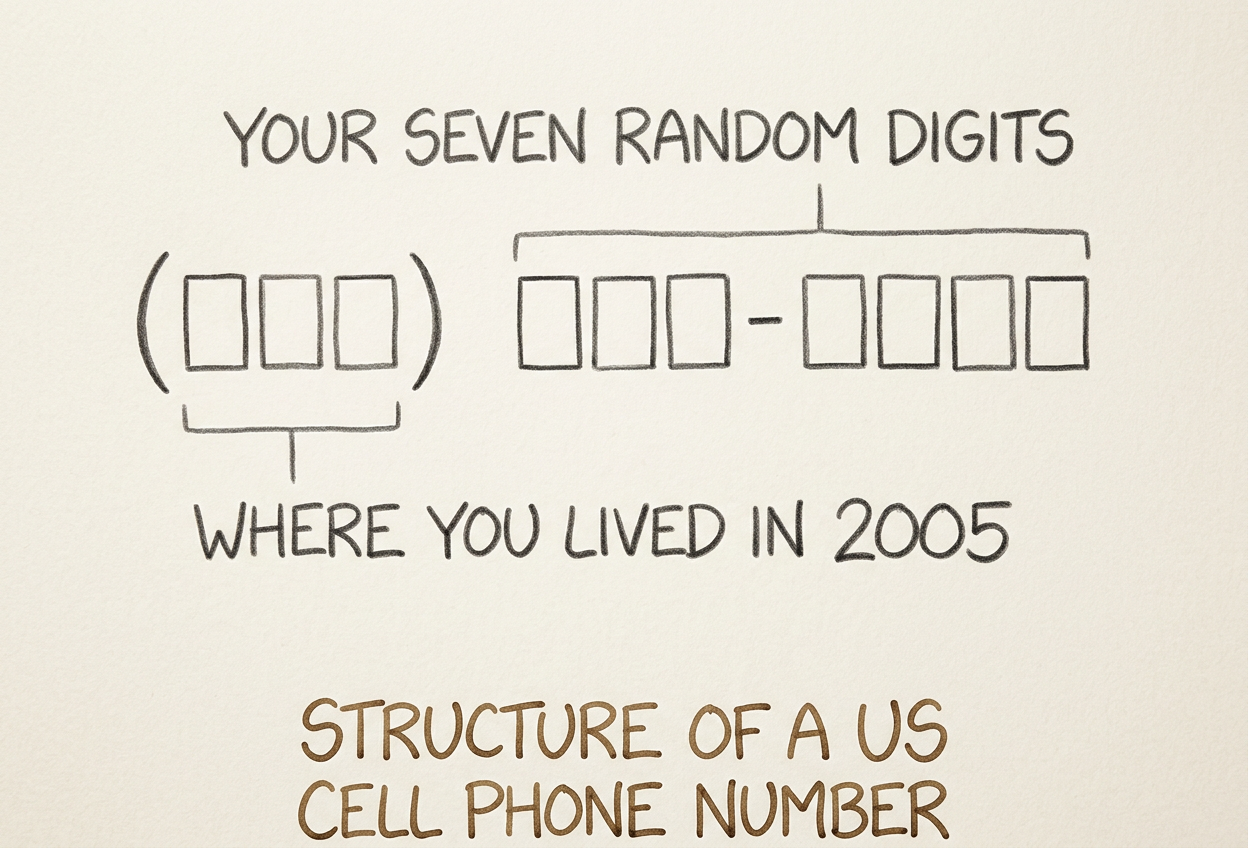 There's also a +1 sometimes, which is there to keep everyone on their toes. In the future, people who got to pick cool numbers by signing up for Google Voice early will be revered as wizards.