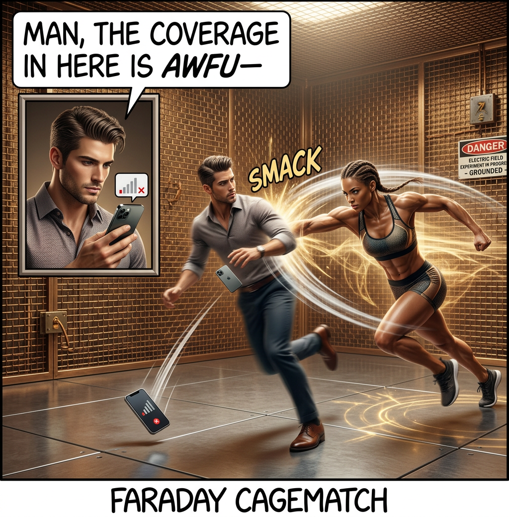 My resonant tunneling diode phone has limited range but a short enough wavelength to penetrate even the densest cages. This gives me a major combat advantage, hopefully.