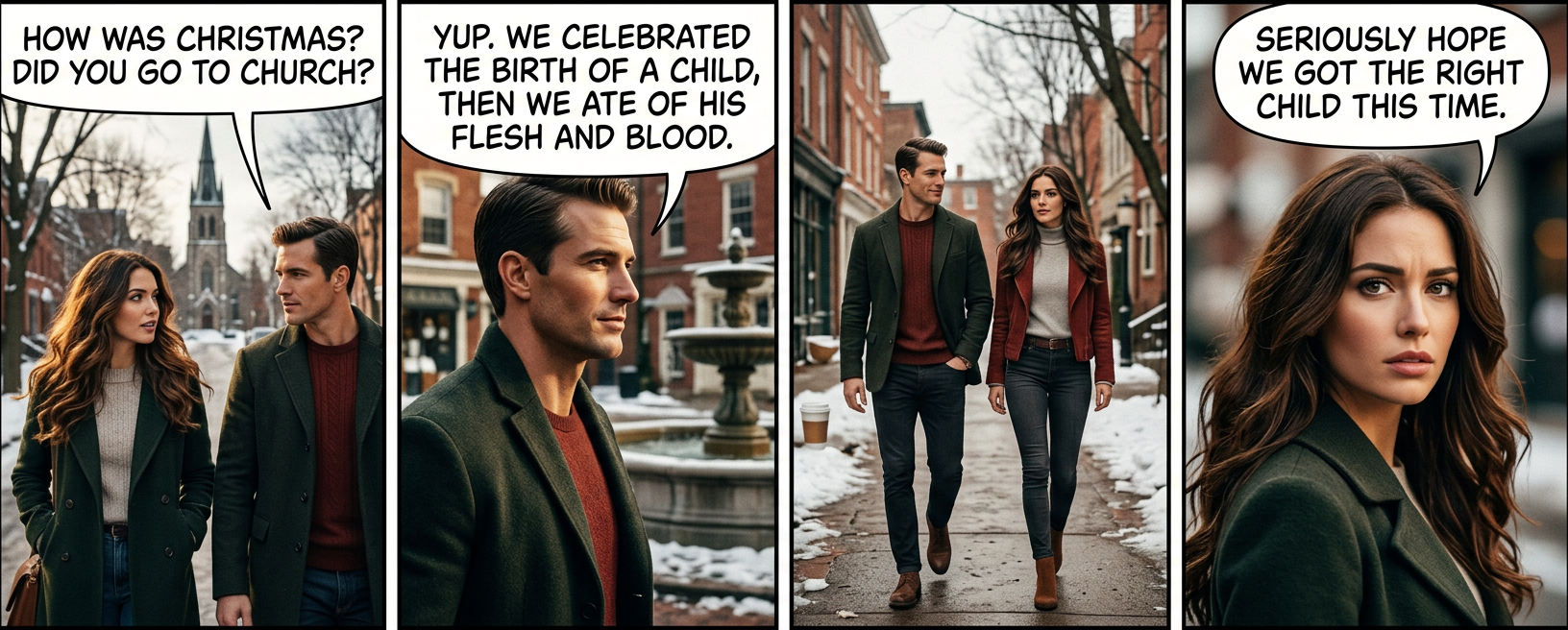 The local police, growing increasingly concerned about this church, ask parishioners to take a sip of wine and then spit it back out for DNA testing. It's blood, and it matches a 1970s murder victim.