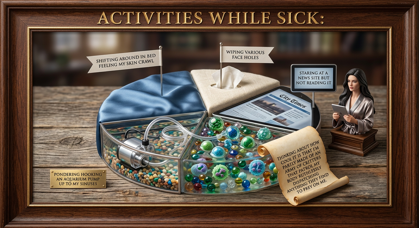 Wikipedia path: Virus -> Immune system -> Innate immune system -> Parasites -> List of parasites of humans -> Naegleria fowleri -> Primary amoebic meningoencephalitis -> Deciding I DEFINITELY shouldn't connect an aquarium pump to my sinuses