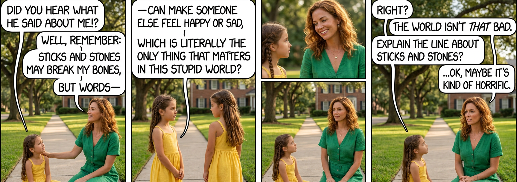 Sticks and stones may break my bones, but words can make me think I deserved it.