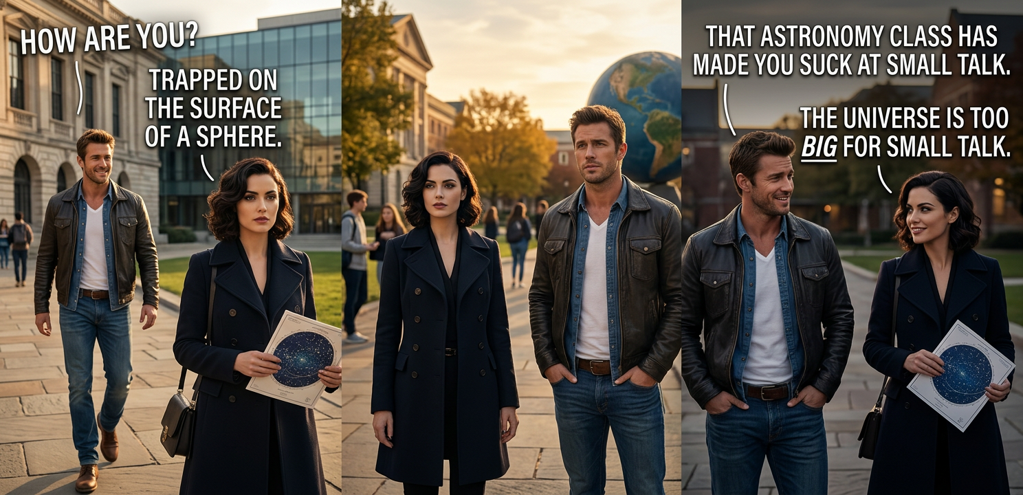 This message brought to you by the Society of Astronomers Trapped on the Surface of a Sphere.