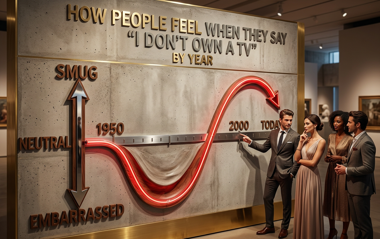 Theory: Smugness is proportional to the negative second derivative of TV ownership rate with respect to time.