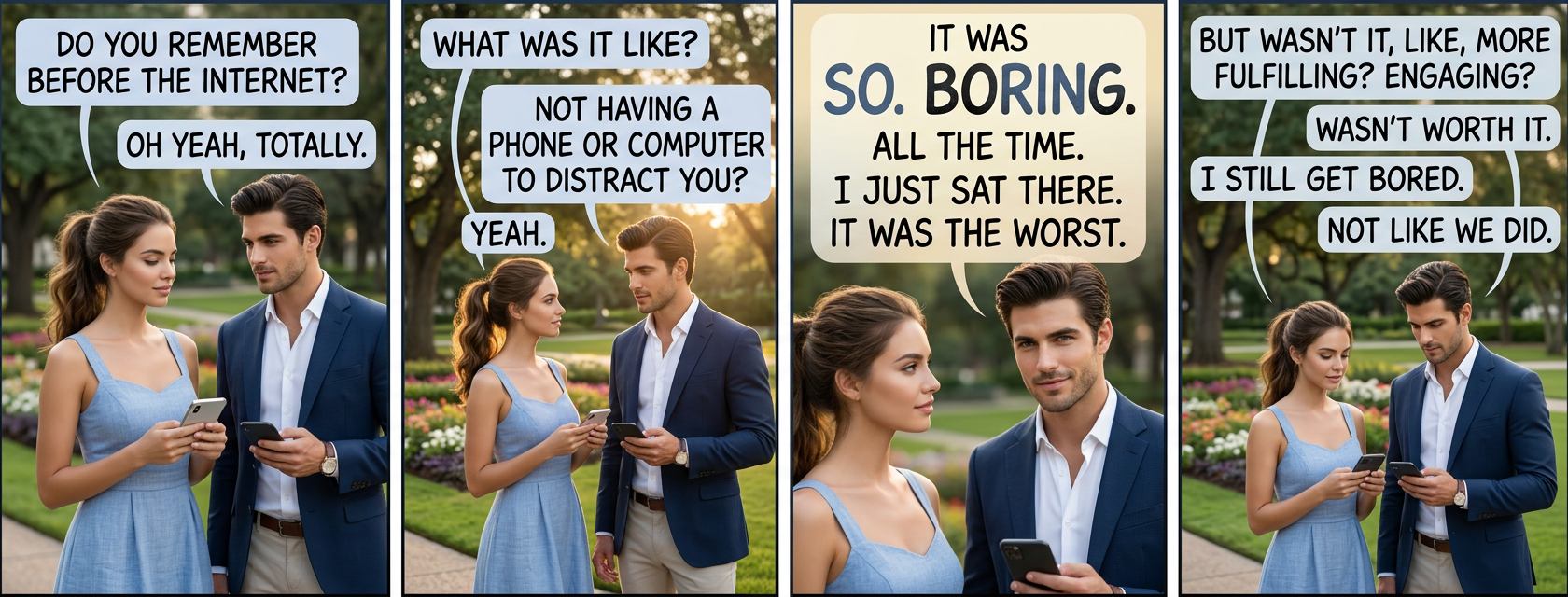 We watched DAYTIME TV. Do you realize how soul-crushing it was? I'd rather eat an iPad than go back to watching daytime TV.