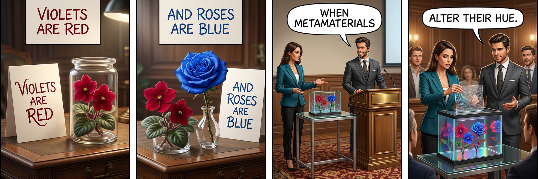 If I developed a hue-shifting metamaterial, I would photobomb people's Instagram pics with a sheet of material that precisely undid the filter they were using.