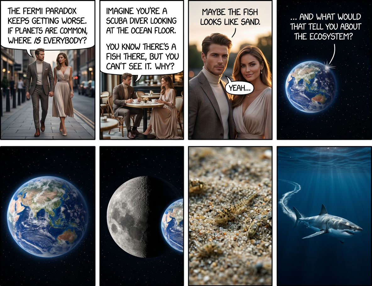 [Astronomer peers into telescope] [Jaws theme begins playing]