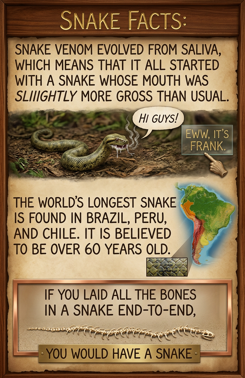 Biologically speaking, what we call a 'snake' is actually a human digestive tract which has escaped from its host.