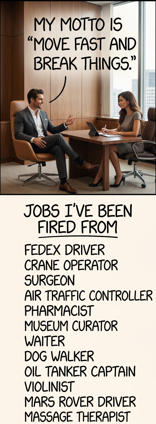 I was almost fired from a job driving the hearse in funeral processions, but then the funeral home realized how much business I was creating for them.