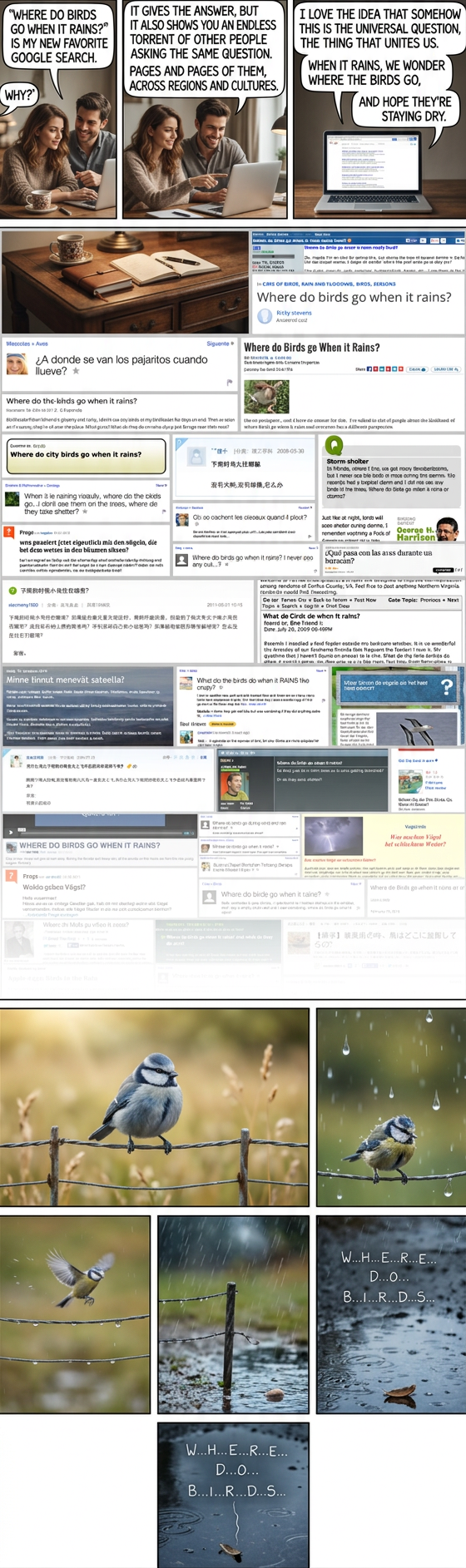 Water/ice has a lot of weird phases. Maybe asking 'where do birds go when it rains' is like asking 'where does Clark Kent go whenever Superman shows up?'