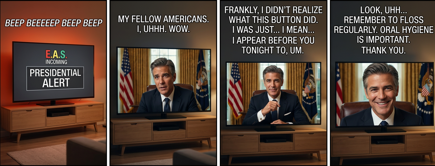 When putting his kids to bed, after saying 'Goodnight', Obama has to stop himself from saying 'God bless you, and God bless the United States of America.'