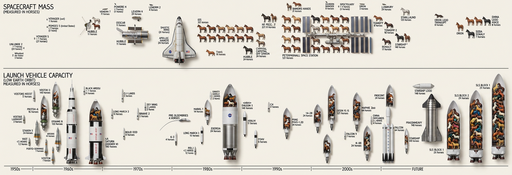 With a space elevator, a backyard full of solar panels could launch about 500 horses per year, and a large power plant could launch 10 horses per minute.