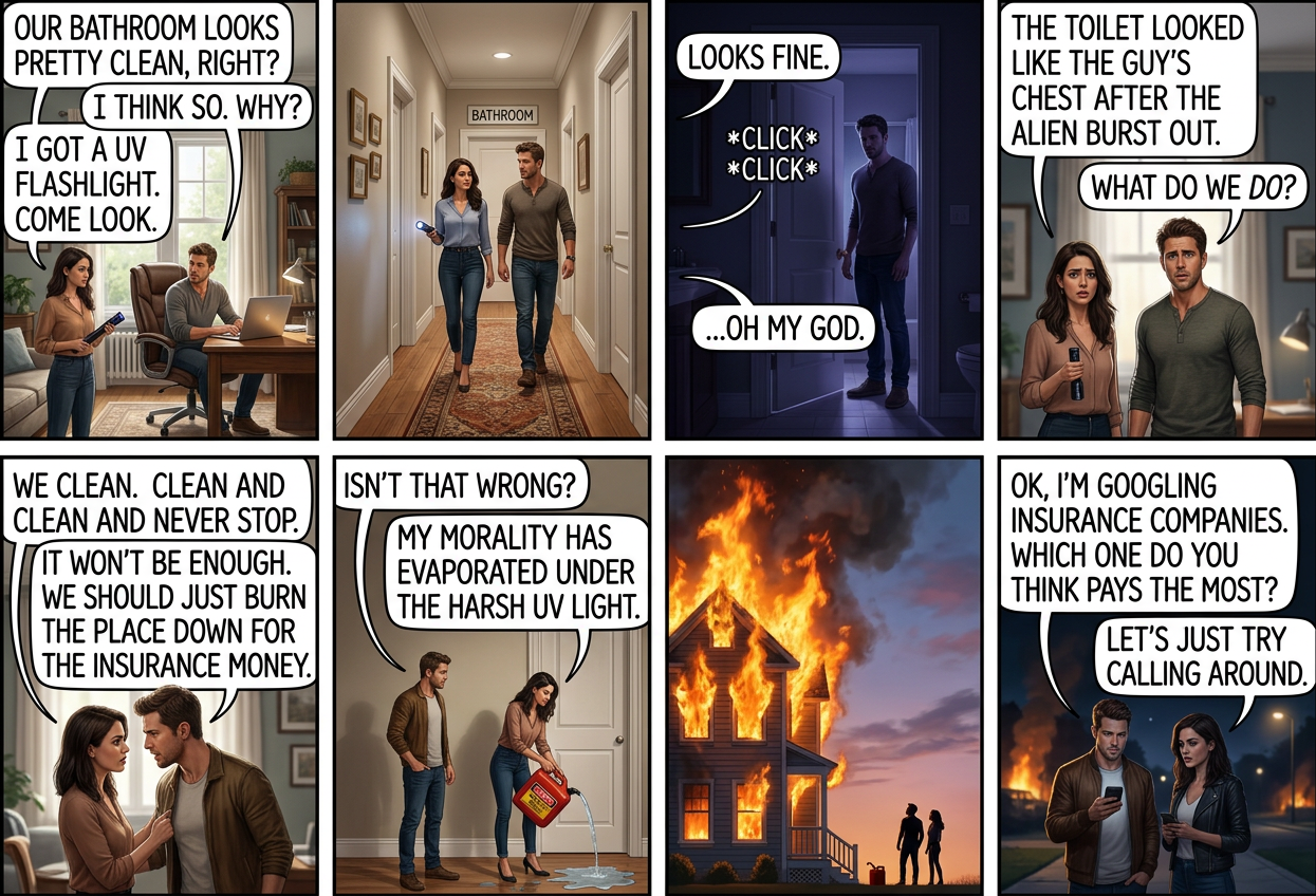 Hey, why stop at our house? We could burn down ALL these houses for the insurance money.