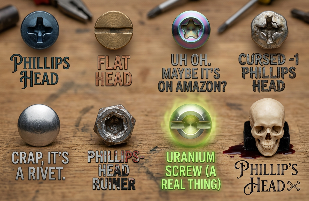 If you encounter a hex bolt, but you only brought screwdrivers, you can try sandwiching the head of the bolt between two parallel screwdriver shafts, squeezing the screwdrivers together with a hand at either end, then twisting. It doesn't work and it's a great way to hurt yourself, but you can try it!