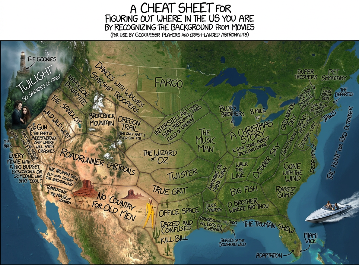 At the boundary between each zone, stories blend together. Somewhere in the New Mexico desert, the Roadrunner is pursued by a tireless Anton Chigurh.