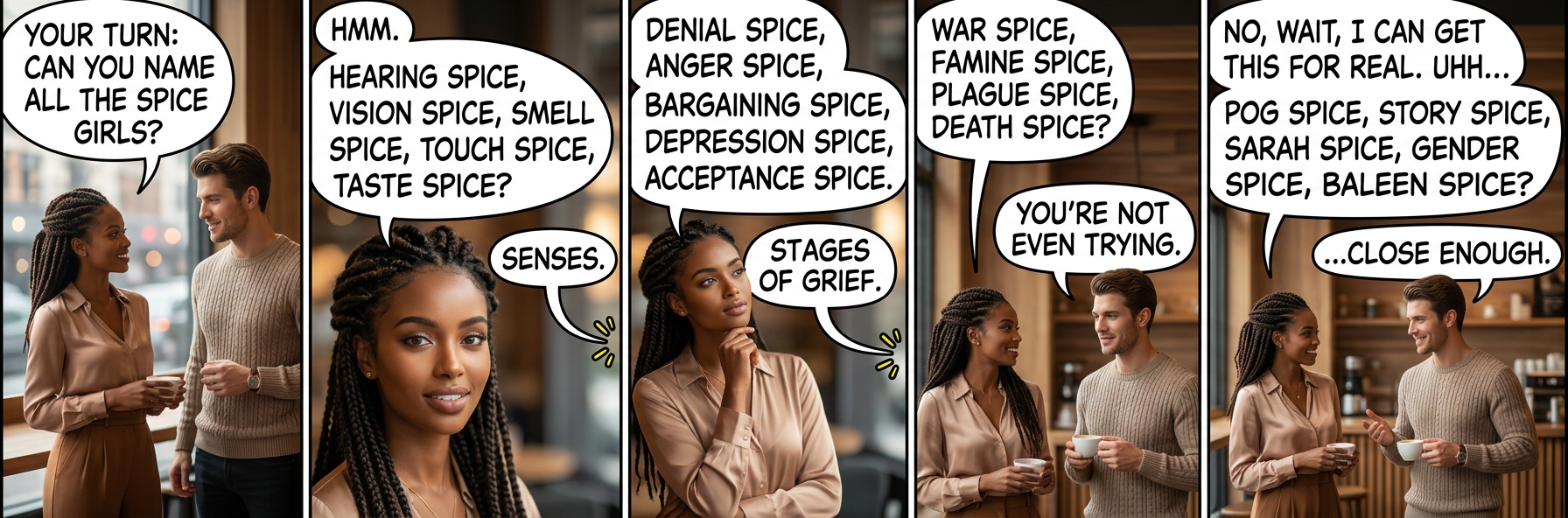 The Earth's five major mass extinctions were the Posh Extinction, the Sporty Extinction, the Scary Extinction, the Ginger Extinction, and the Baby Extinction.