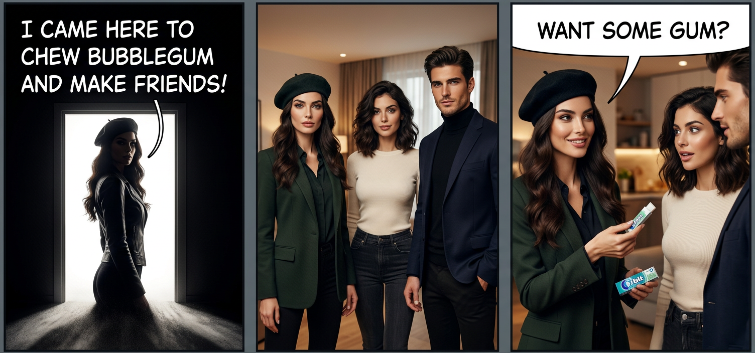 I came here to chew bubblegum and say no more than eighteen words ... and I'm all out of