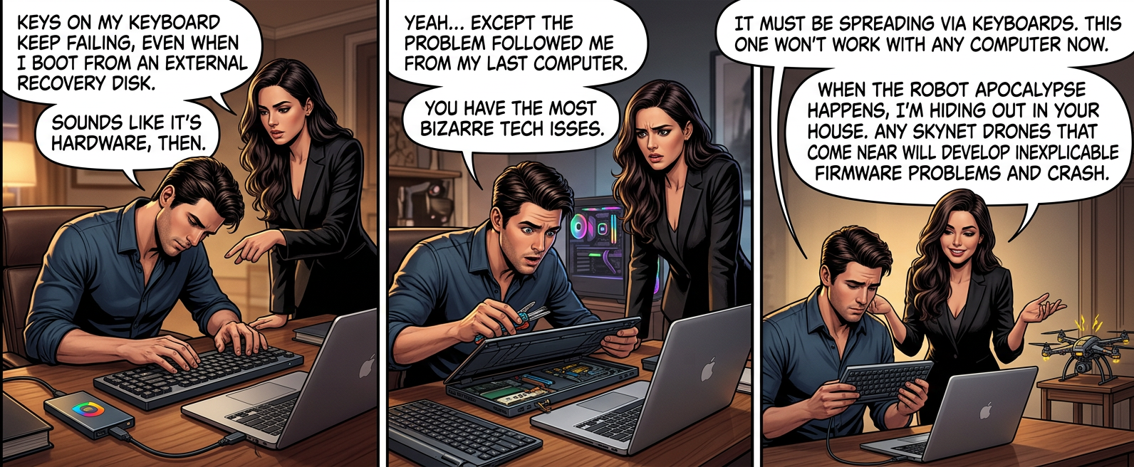 In the future, a group of resistance fighters send me back in time with instructions to find the Skynet prototype and try to upgrade it.