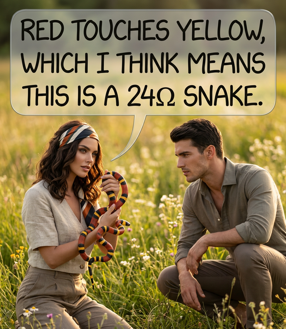 The last band of color indicates the snake's tolerance for being held before biting.