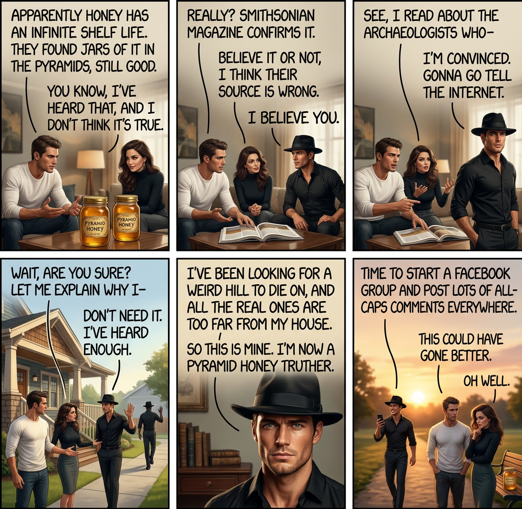 They CLAIM honey was found in the chambers under the pyramids, but this conspiracy goes all the way to the TOP, where the GIANT EYE is!