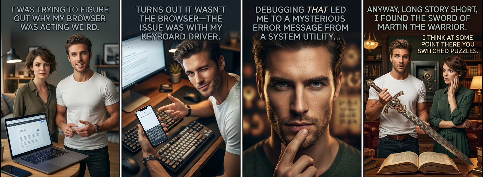 When you Google an error message and it gets no results, you can be pretty sure you've found a clue to the location of Martin's sword.