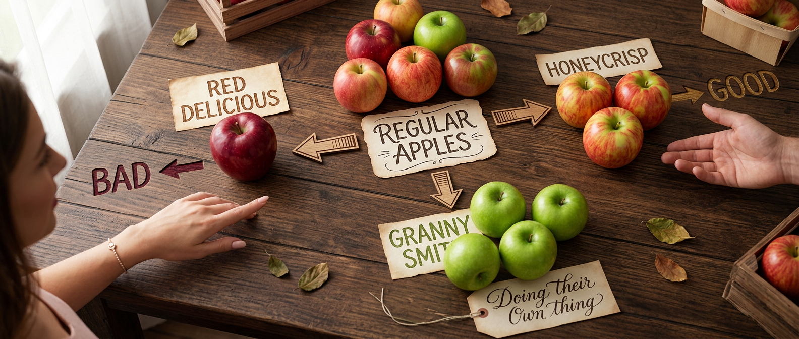 If I were trapped on a desert island, and could have an unlimited supply of any one type of apple, I'd be like, "How did this situation happen?"