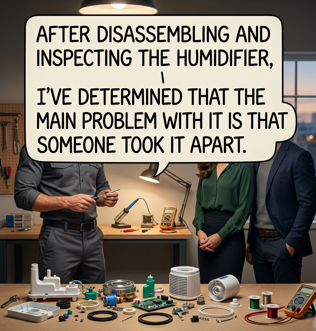 [holding up a three-phase motor] As you can see here, the problem is that the humidifier I took this from is broken.