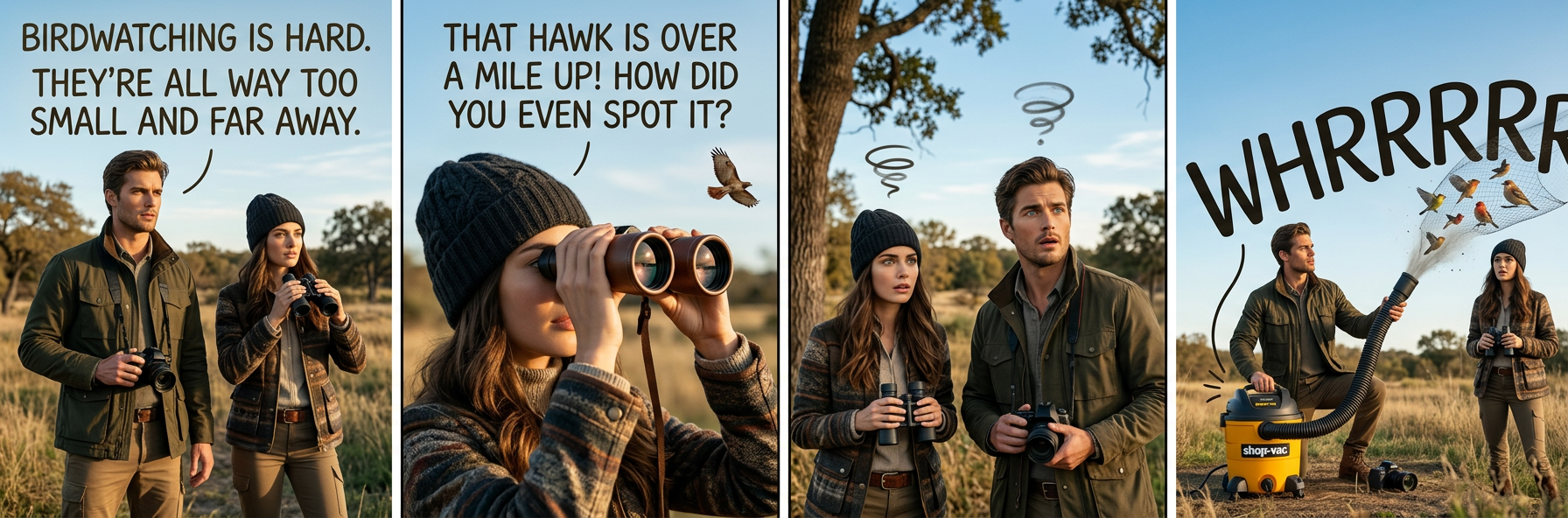 No, tell the park rangers to calm down, it's fine--I put a screen on the front. I just want to get the birds a little closer.