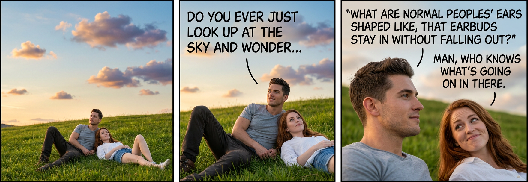 My theory is that most humans have been colonized with alien mind-control slugs that hold the earbuds for them, and the ones who can't wear earbuds are the only surviving free ones.