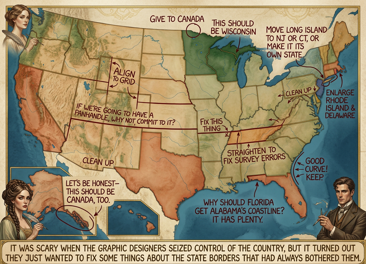A schism between the pro-panhandle and anti-panhandle factions eventually led to war, but both sides spent too much time working on their flag designs to actually do much fighting.