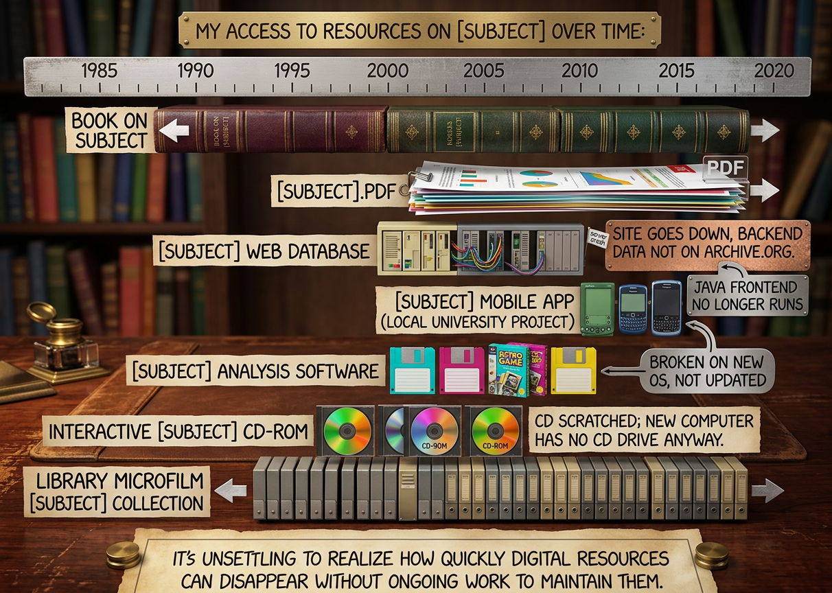 I spent a long time thinking about how to design a system for long-term organization and storage of subject-specific informational resources without needing ongoing work from the experts who created them, only to realized I'd just reinvented libraries.