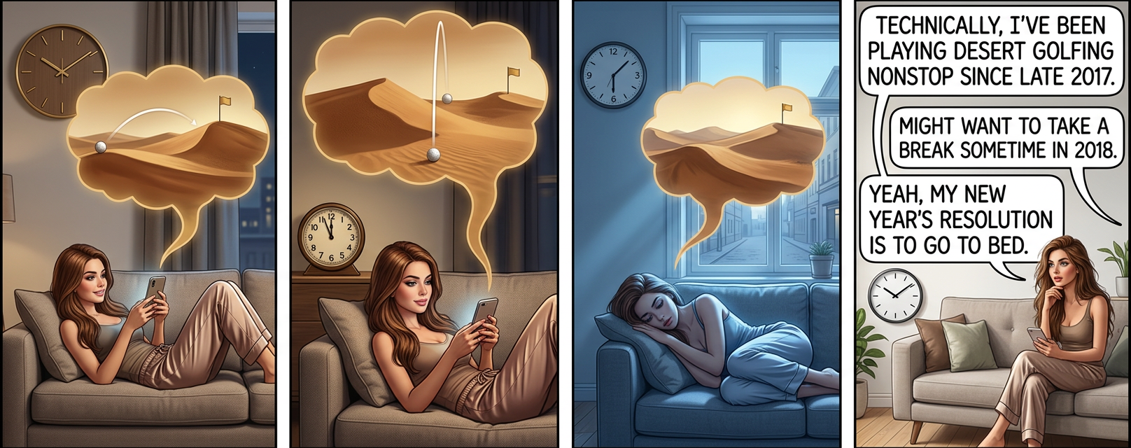 I just want to stay up long enough to watch the ball drop into the hole number 2018.