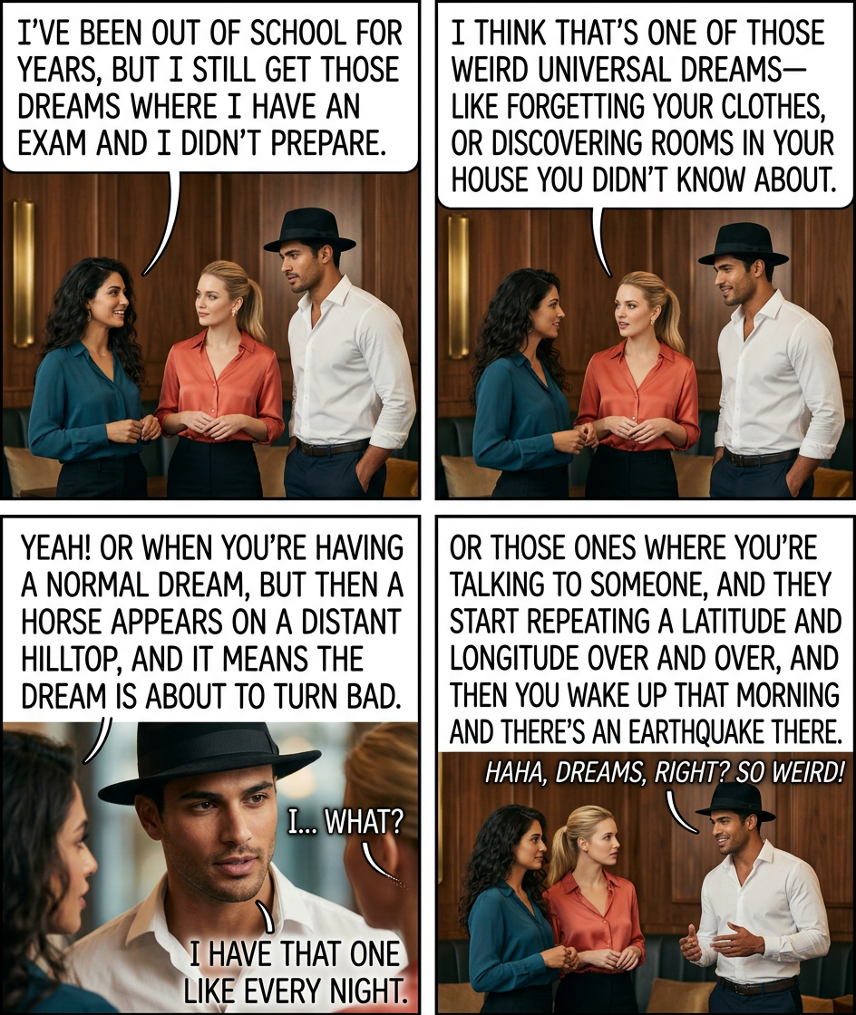 "That's ... unsettling." "Yeah, those definitely don't sound like the normal drea– ＬＡＴＩＴＵＤＥ ＴＨＲＥＥ ＦＩＶＥ ＰＯＩＮＴ..." 