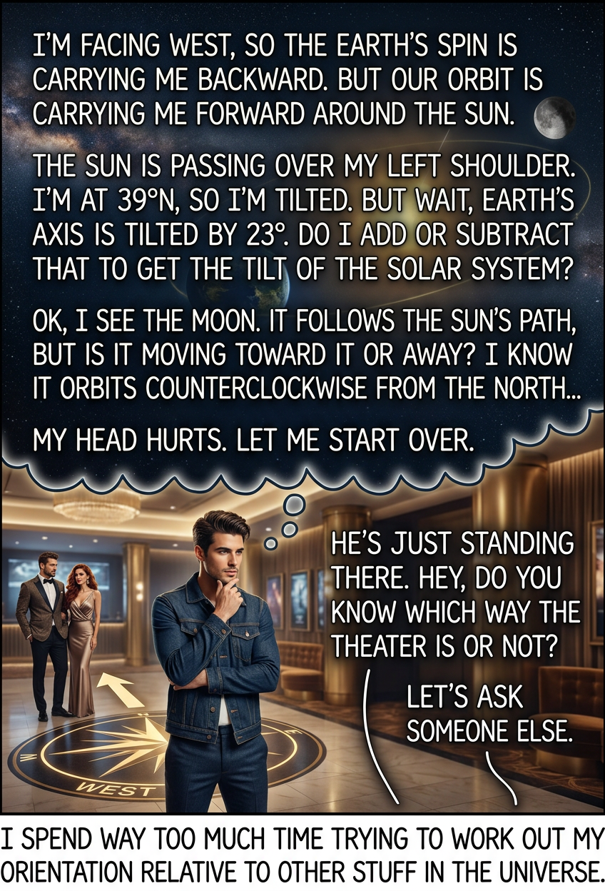 Here, if you know the number of days until the vernal equinox, I can point you to the theater using my pocket Stonehenge.