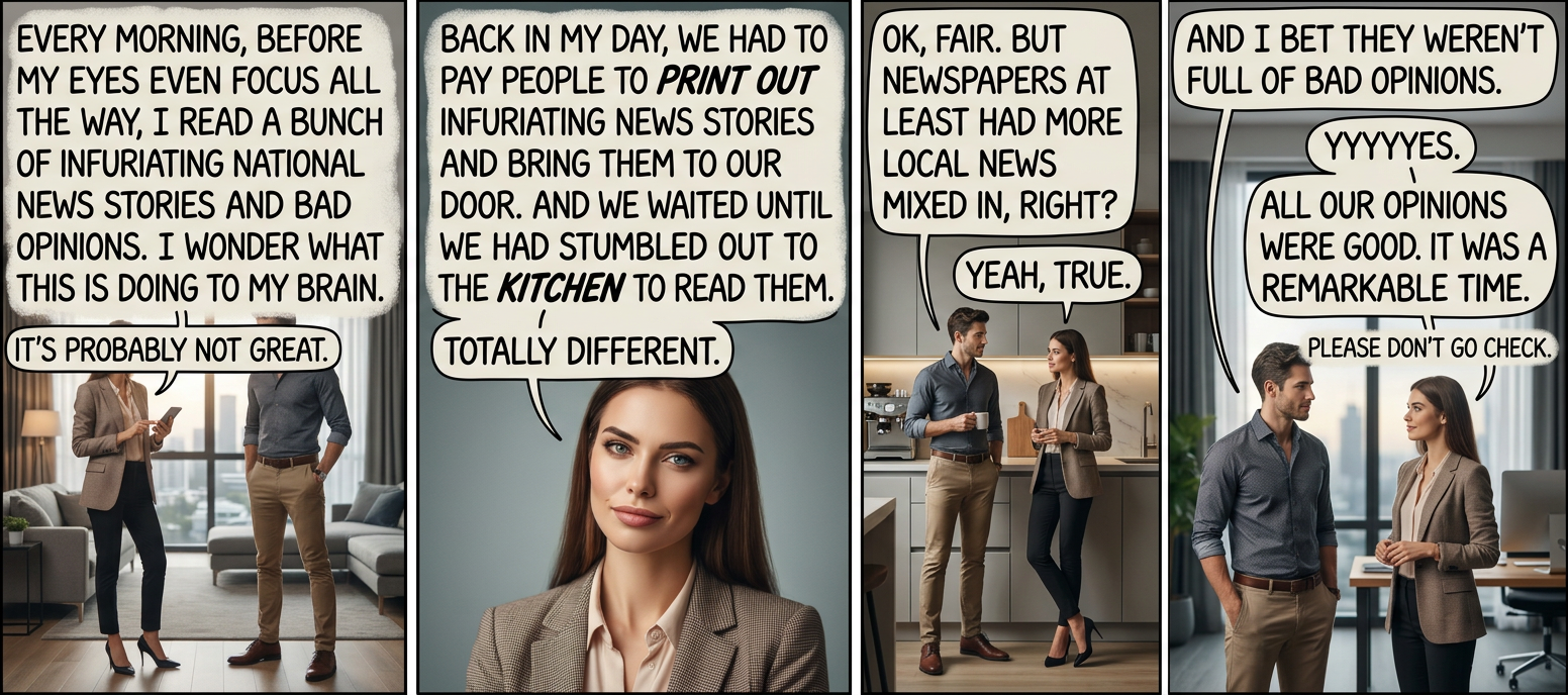 Support your local paper, unless it's just been bought by some sinister hedge fund or something, which it probably has.