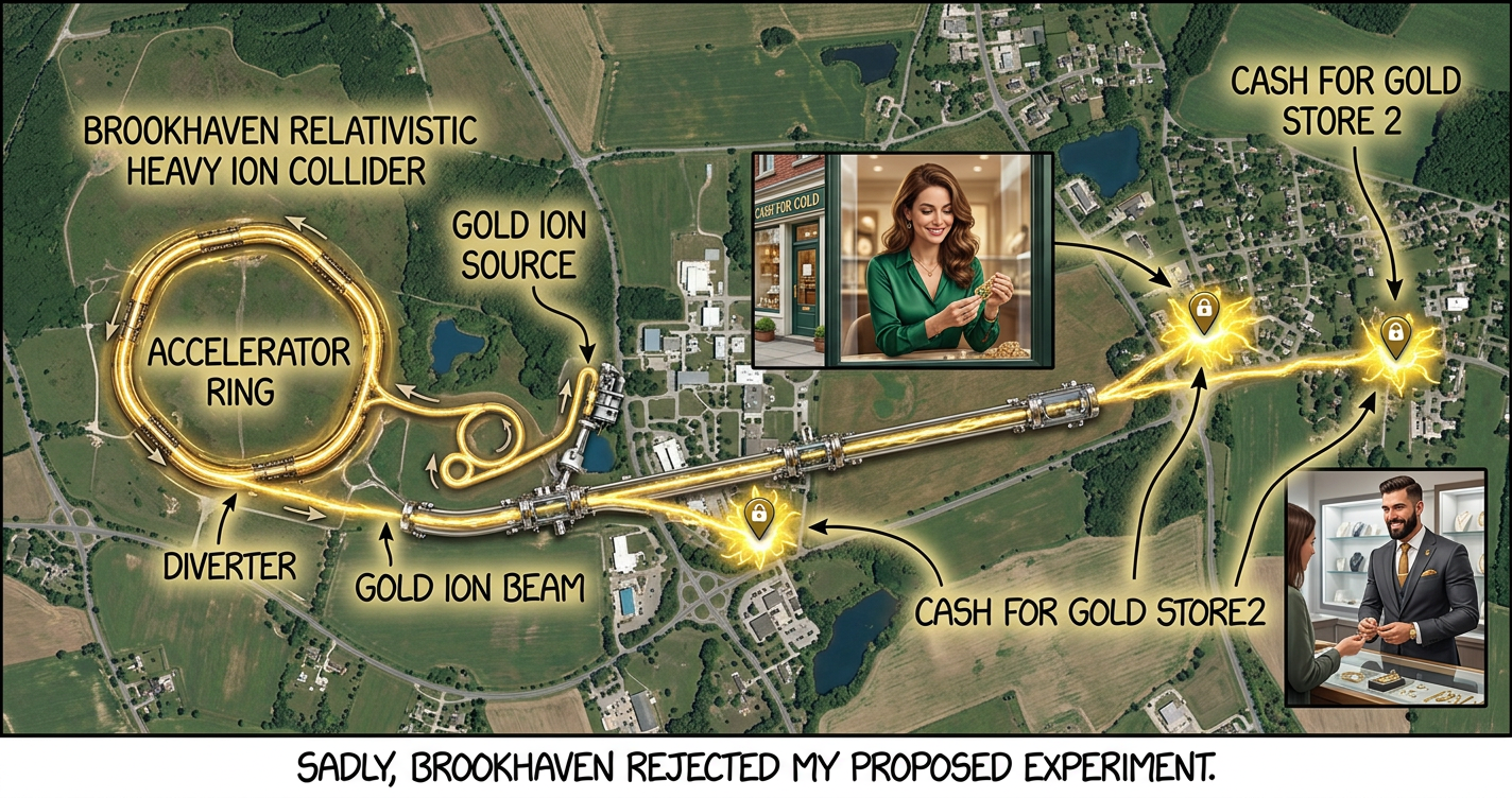 "Buddy, you trying to pull something? I can't buy this gold--all the electrons are missing. I could face serious charges!"