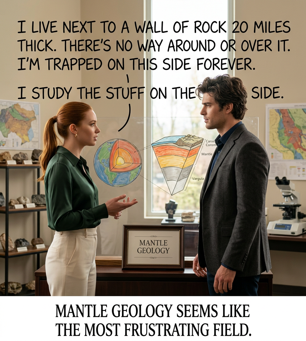 I don't trust mantle/core geologists because I suspect that, if they ever get a chance to peel away the Earth's crust, they'll do it in a heartbeat.