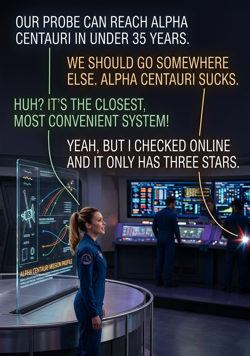 And let's be honest, it's more like two and a half stars. Proxima is barely a star and barely bound to the system.