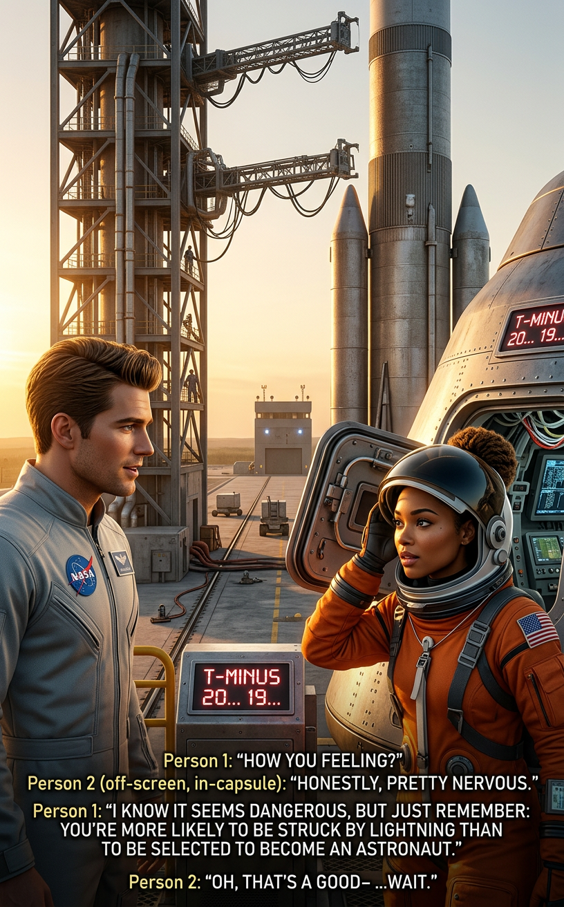 Don't worry--you're less likely to die from a space launch than from a shark attack. The survival rate is pretty high for both!