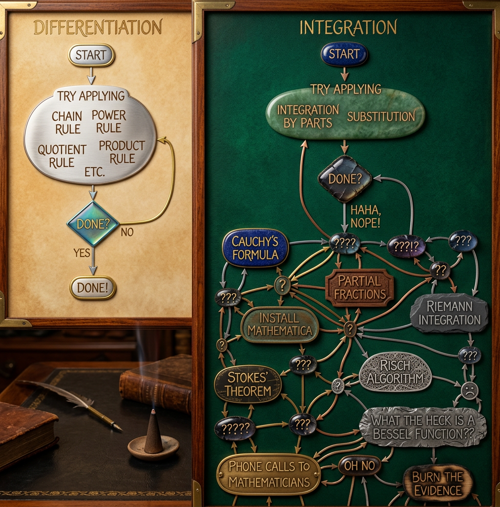 "Symbolic integration" is when you theatrically go through the motions of finding integrals, but the actual result you get doesn't matter because it's purely symbolic.