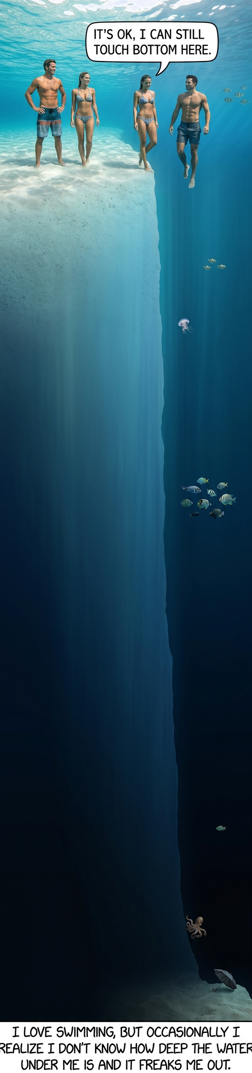 "You don't know how high above you the sky goes, but you're not freaking out about that." "Well, NOW I am!"