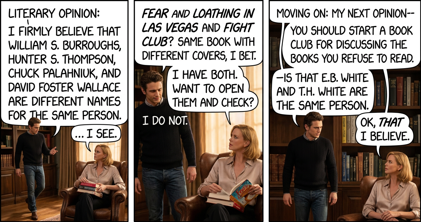 If I really focus, I can distinguish between John Steinbeck and John Updike, or between Gore Vidal and Vidal Sassoon, but not both at once.