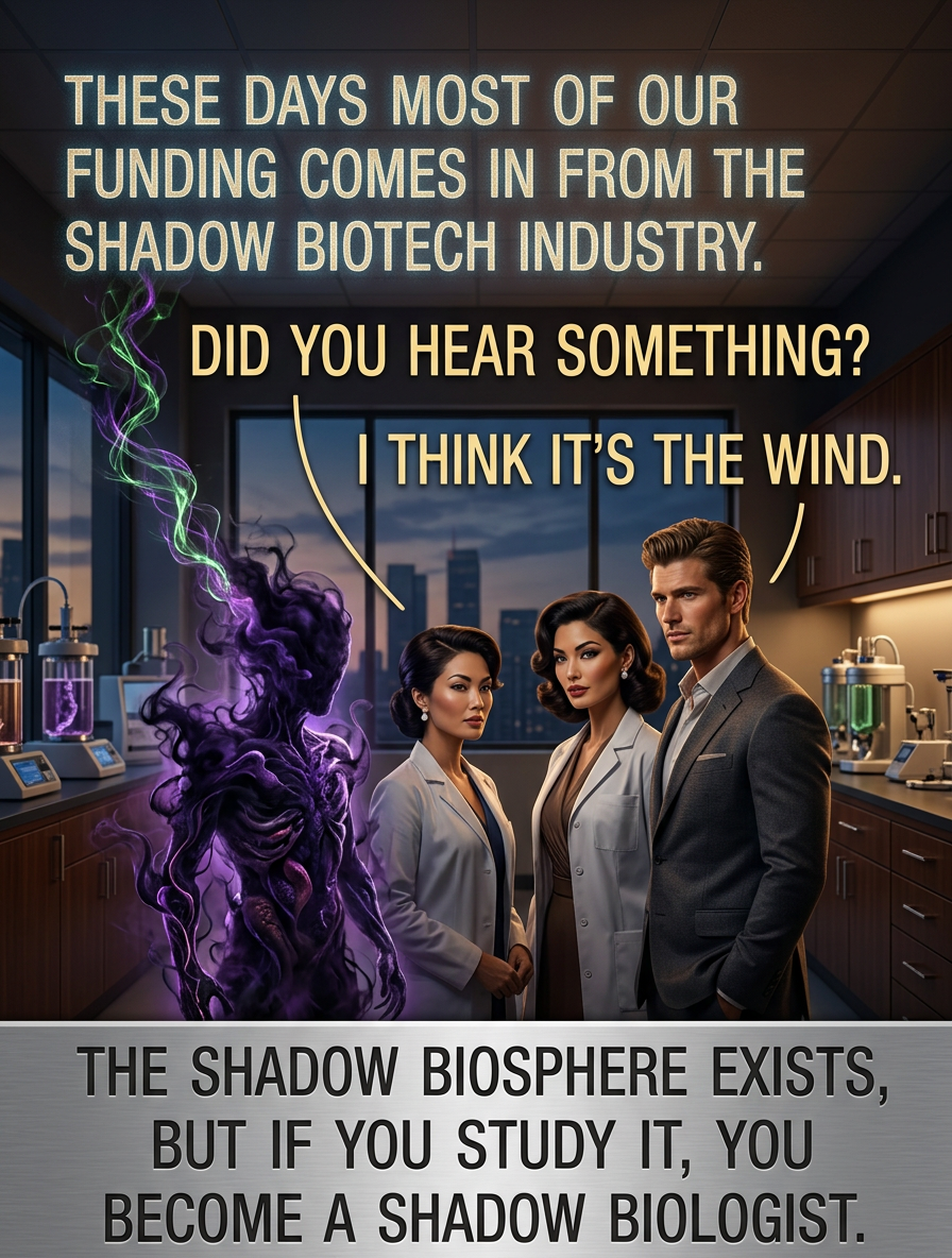 The typical Shadow Biology Department is housed in a building coated in a thin layer of desert varnish which renders it invisible to normal-world university staff.