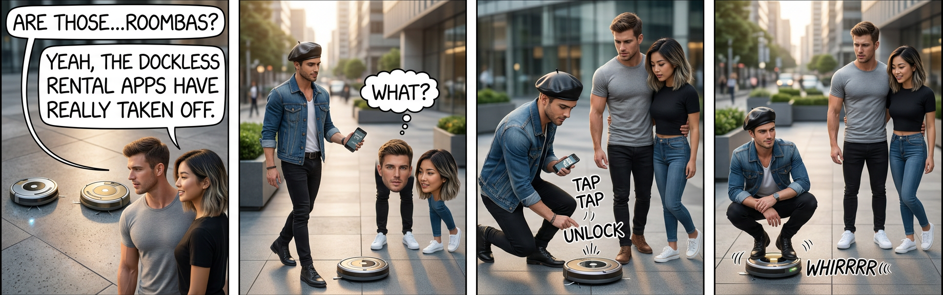 The company started out exploiting a loophole in the law banning scooters. The city was mad at first, but then they noticed how much they were saving on street cleaning.