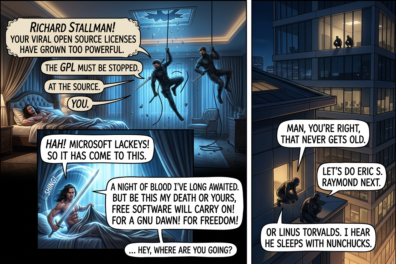Later we'll dress up like Big Oil thugs and jump Ralph Nader.