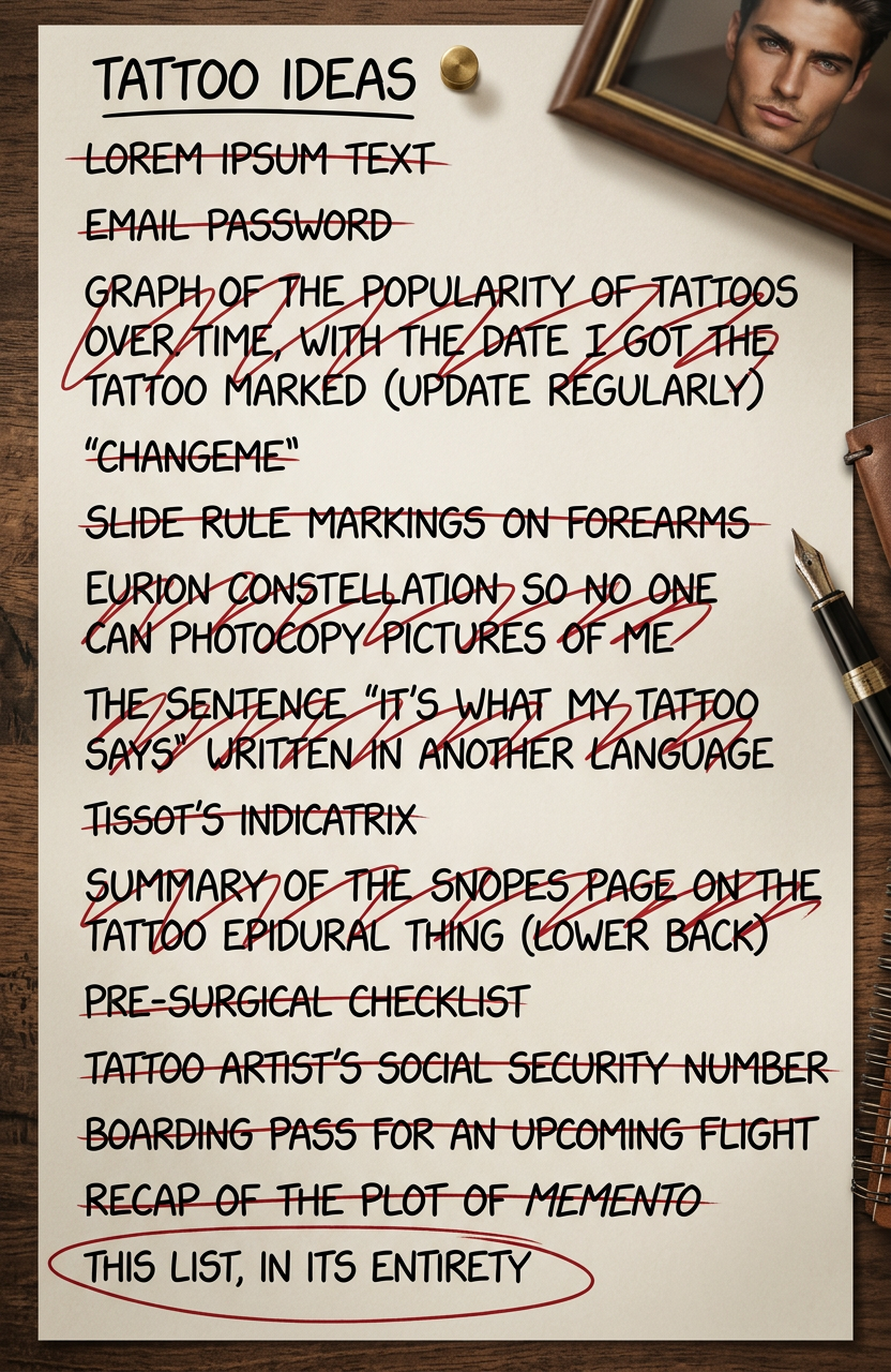 The text ALL YOUR BASE ARE BELONG TO US with a lengthy footnote explaining that I got this tattoo in 2020 and not, as you may assume, 2001, but offering no further clarification.